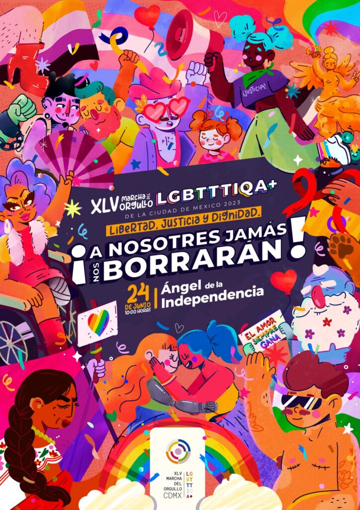 Cartel oficial para la marcha del orgullo lgbtq+ 2023